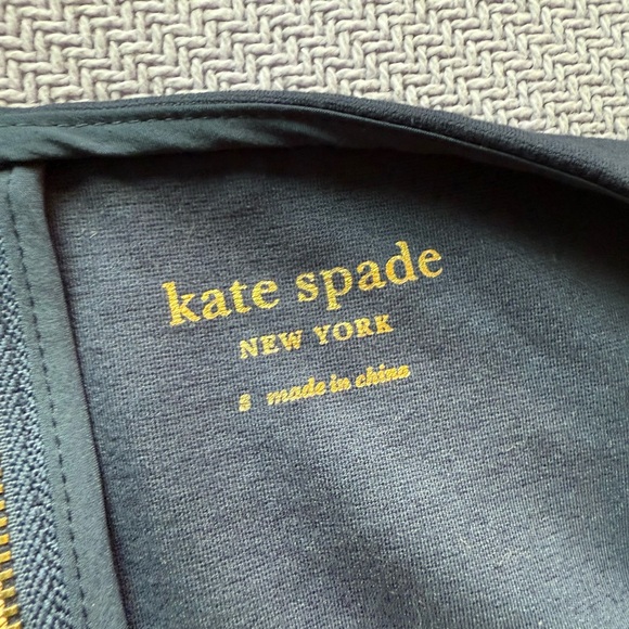 Kate Spade Vintage Fiorella navy blue and cream dress size Small- with Pockets! - Picture 2 of 9